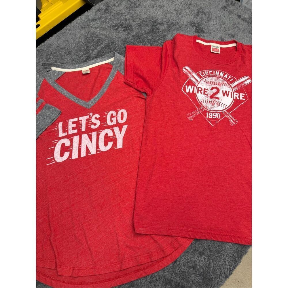 Homage Cincinnati Reds and Cincy T-Shirt Bundle, Size Women’s M!